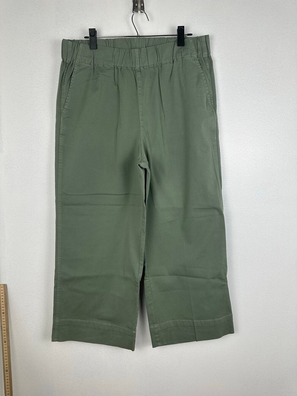 J.Crew Women's Astrid Wide-Leg Chino Pants utility olive green pull-on XL